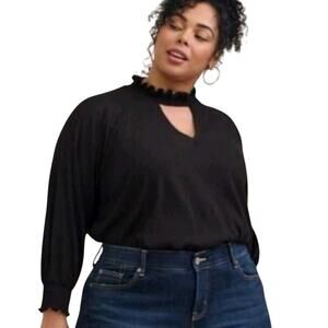 Torrid Black Textured Jersey Choker Neck Top Smocked Bottom 3 Neutral Gothic NWT
